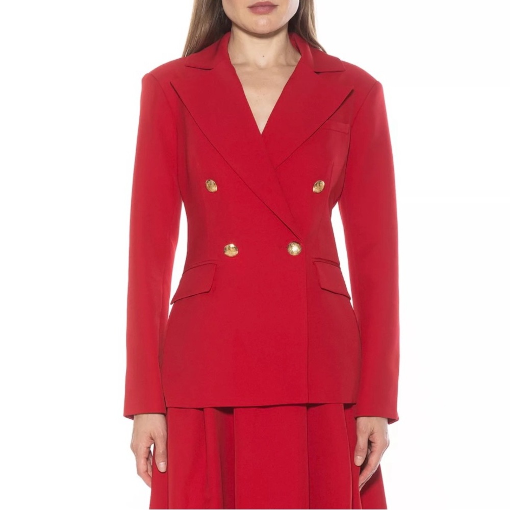 Red Blazer Tailored Double-Breasted Jacket